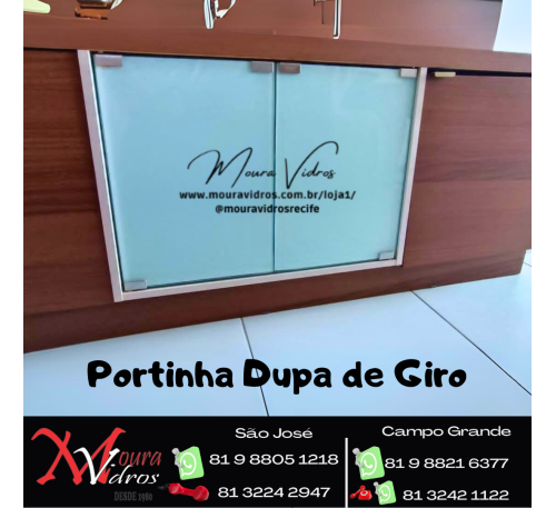 Portinha Dupa de Giro Vidro pintado adesivado branco